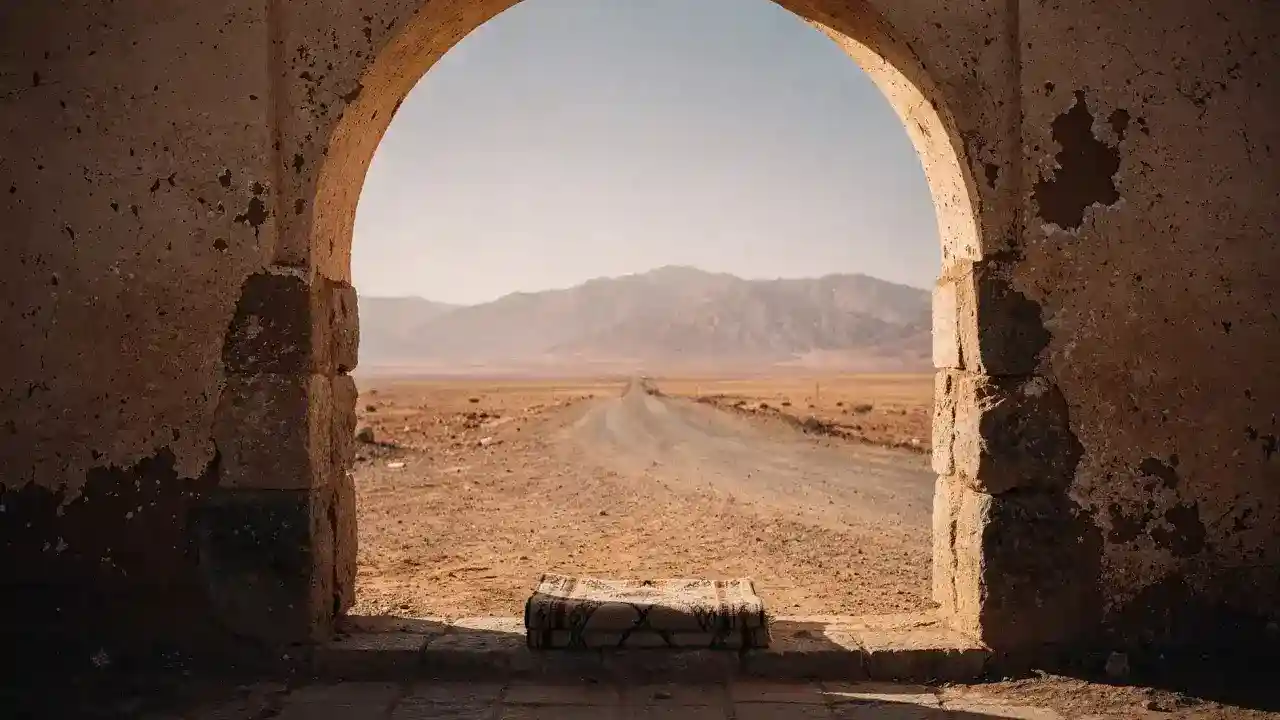 קשת אבן ונוף הדרך אל הרי האטלס במרוקו